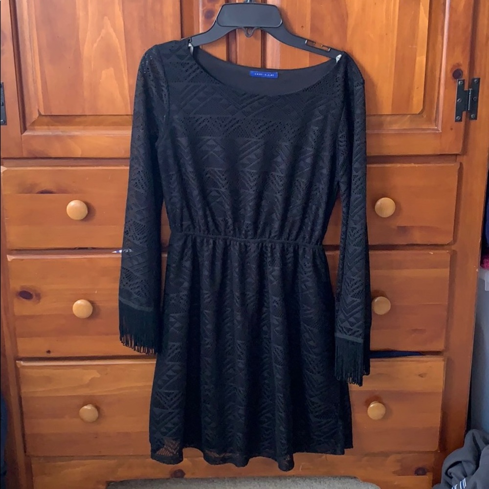 Black dress with fringe